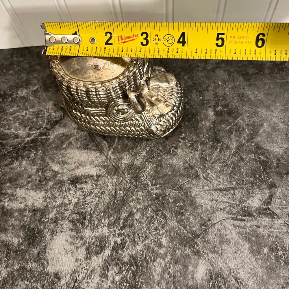 Vintage Silver Toned Baby Bootie Coin Piggy Bank | Leonard Silver